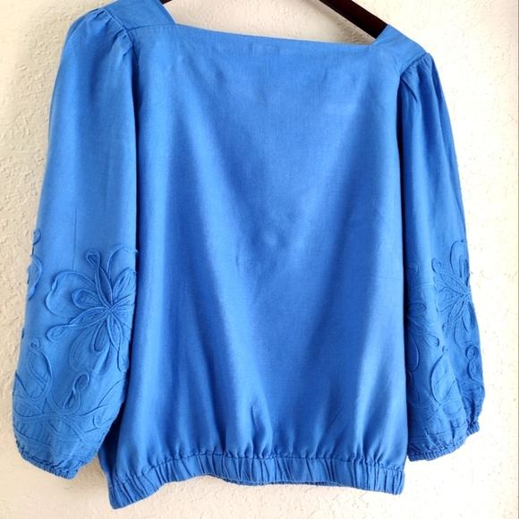 Ann Taylor Linen Blend Boatneck Blouse - Picture 3 of 8